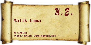 Malik Emma névjegykártya